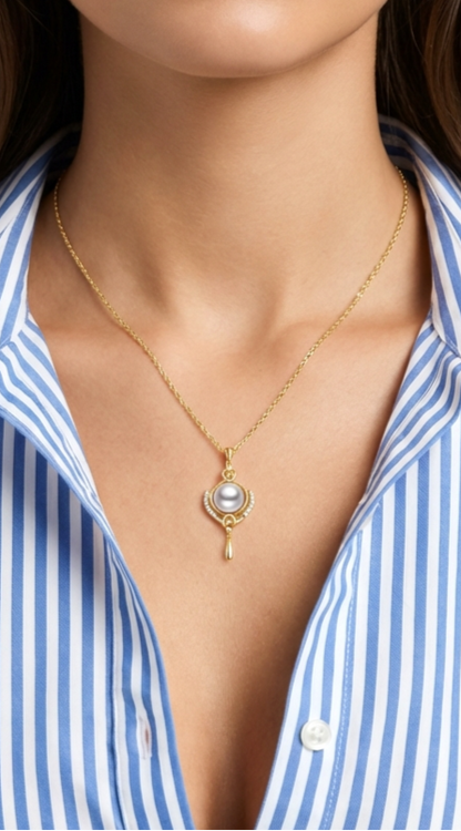 KIMBERLEY Pearl Pendant Necklace 18K Gold Over Sterling Silver