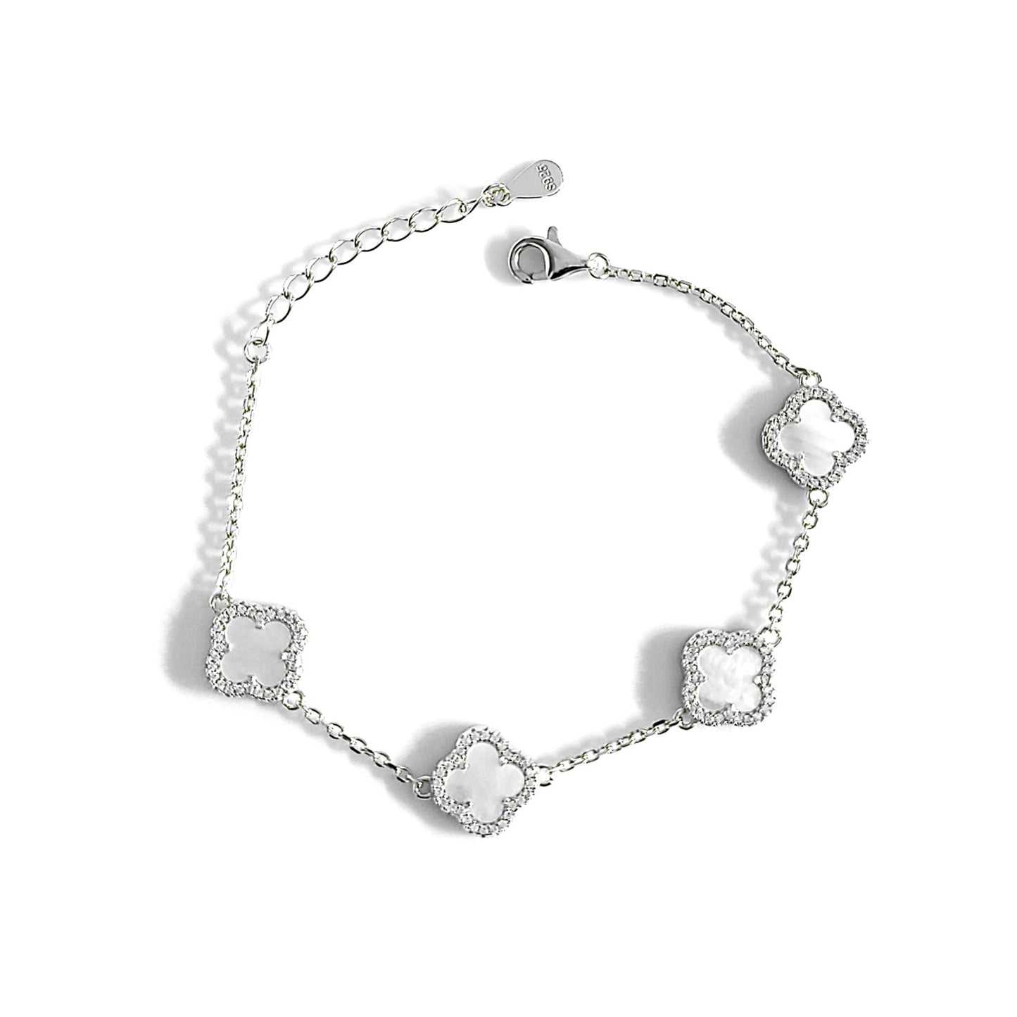 LAURA Four-Leaf Clover Bracelet in Rhodium Over Sterling Silver