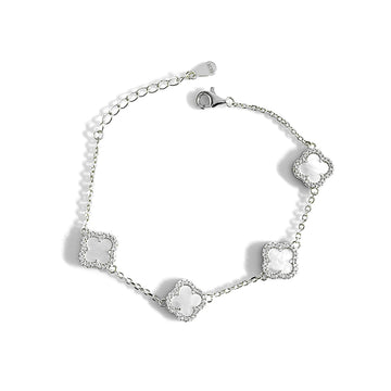 LAURA Four-Leaf Clover CZ & Mother-of-Pearl Bracelet