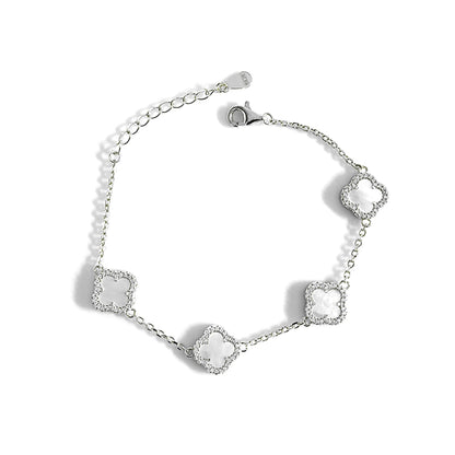LAURA Four-Leaf Clover Bracelet in Rhodium Over Sterling Silver