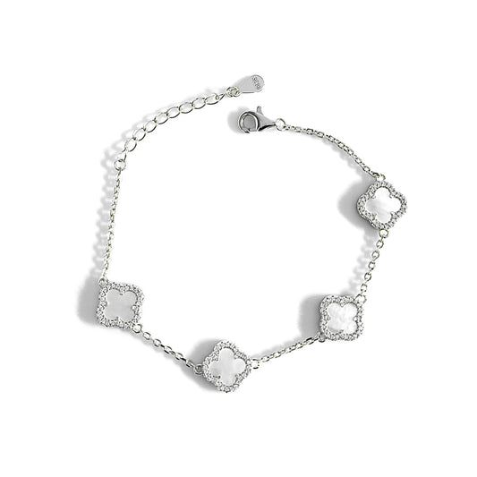 LAURA Four-Leaf Clover Bracelet in Rhodium Over Sterling Silver