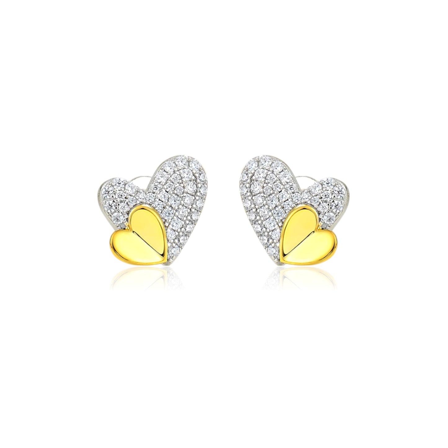 LOIS Heart Earrings in 18K Gold and Rhodium Over Sterling Silver