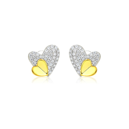 LOIS Heart Earrings in 18K Gold and Rhodium Over Sterling Silver
