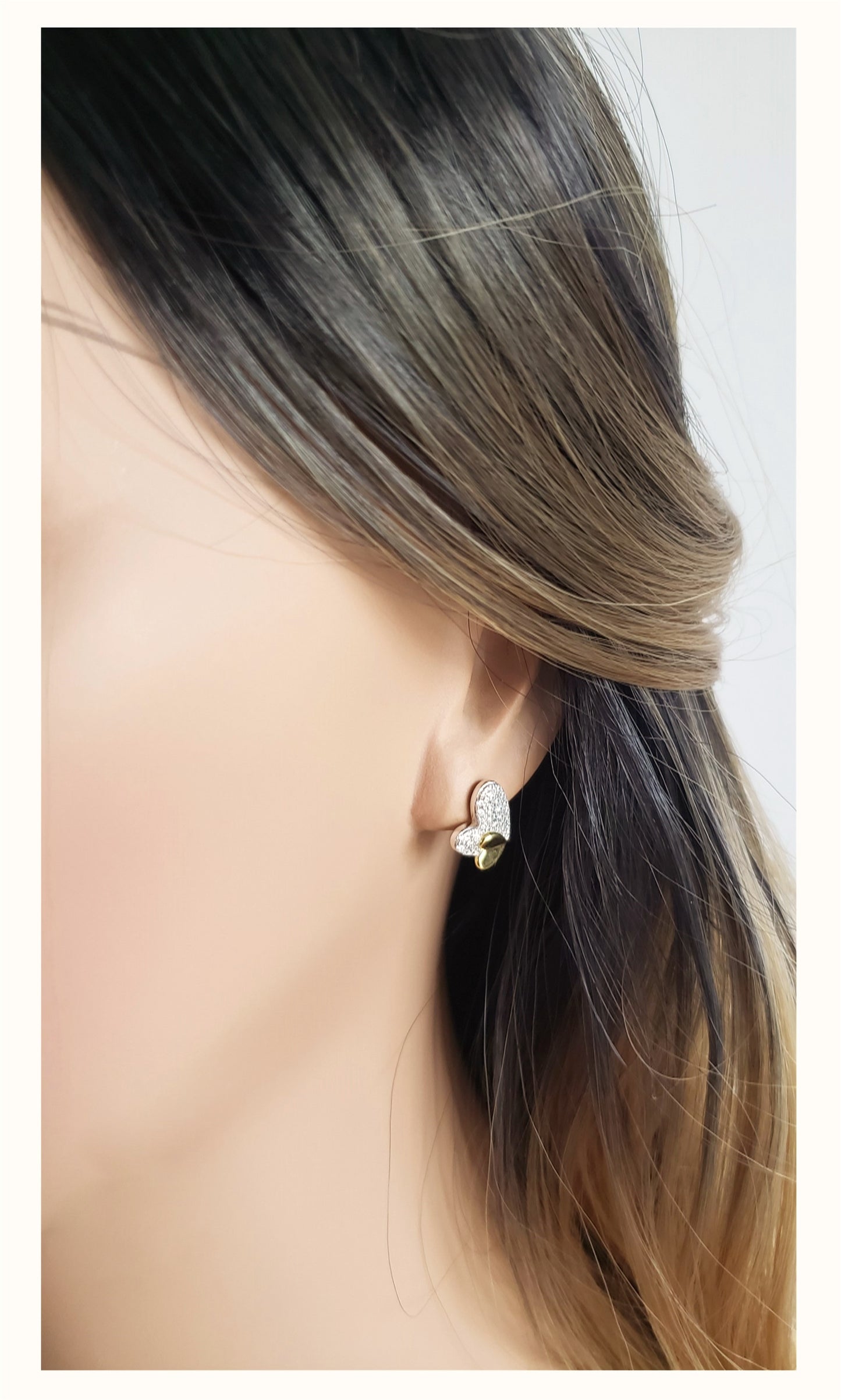 LOIS Heart Earrings in 18K Gold and Rhodium Over Sterling Silver