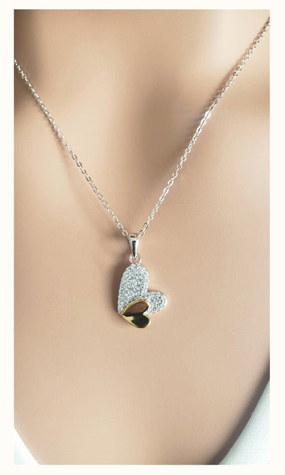 LOIS Heart Necklace Pendant in Sterling Silver 18K Gold Plated