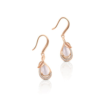 LOUISE Rose Quartz Drop Earrings in 18K RGP