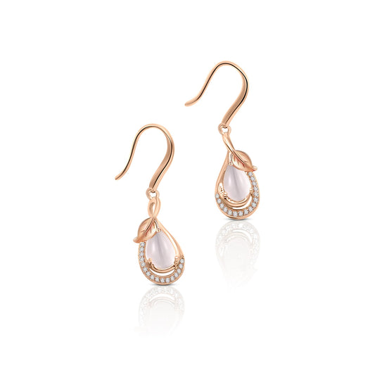 LOUISE Rose Quartz Earrings 18K Rose Gold Plated