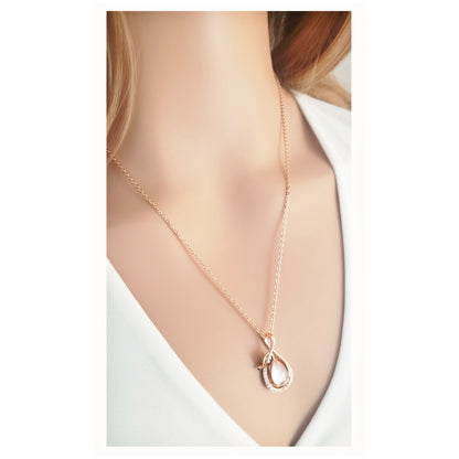 LOUISE Rose Quartz Earrings, Necklace Set in 18K Rose Gold Over Sterling Silver
