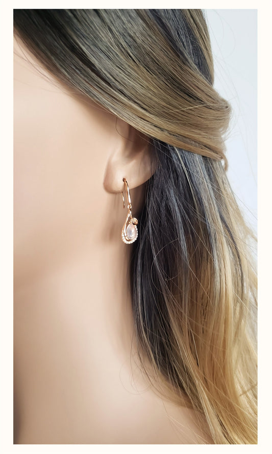 LOUISE Rose Quartz Earrings 18K Rose Gold Plated