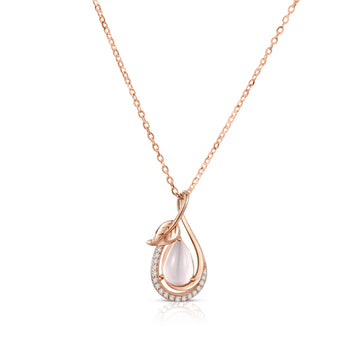 LOUISE Rose Quartz Pendant Necklace in 18K RGP