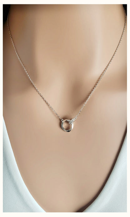 LOVELY Engraved Interlocking Circles Necklace in Rhodium Over Sterling Silver