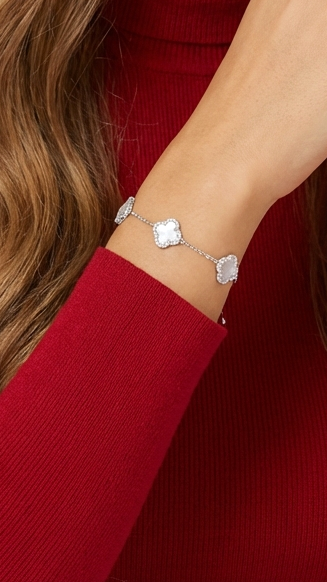 LAURA Four-Leaf Clover Bracelet in Rhodium Over Sterling Silver