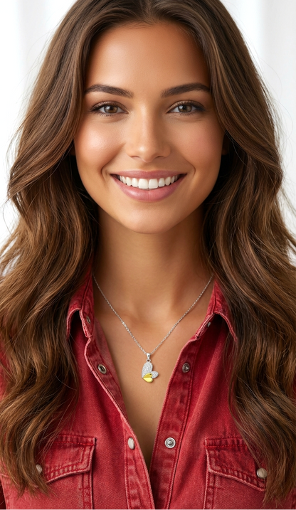 LOIS Heart Pendant Necklace in 18K Gold and Rhodium Over Sterling Silver