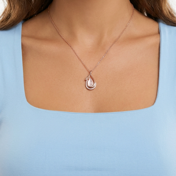LOUISE Rose Quartz Pendant Necklace in 18K RGP