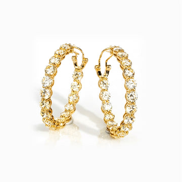 MAËVA Large 40MM CZ Diamond Hoop Earrings in 14K GP