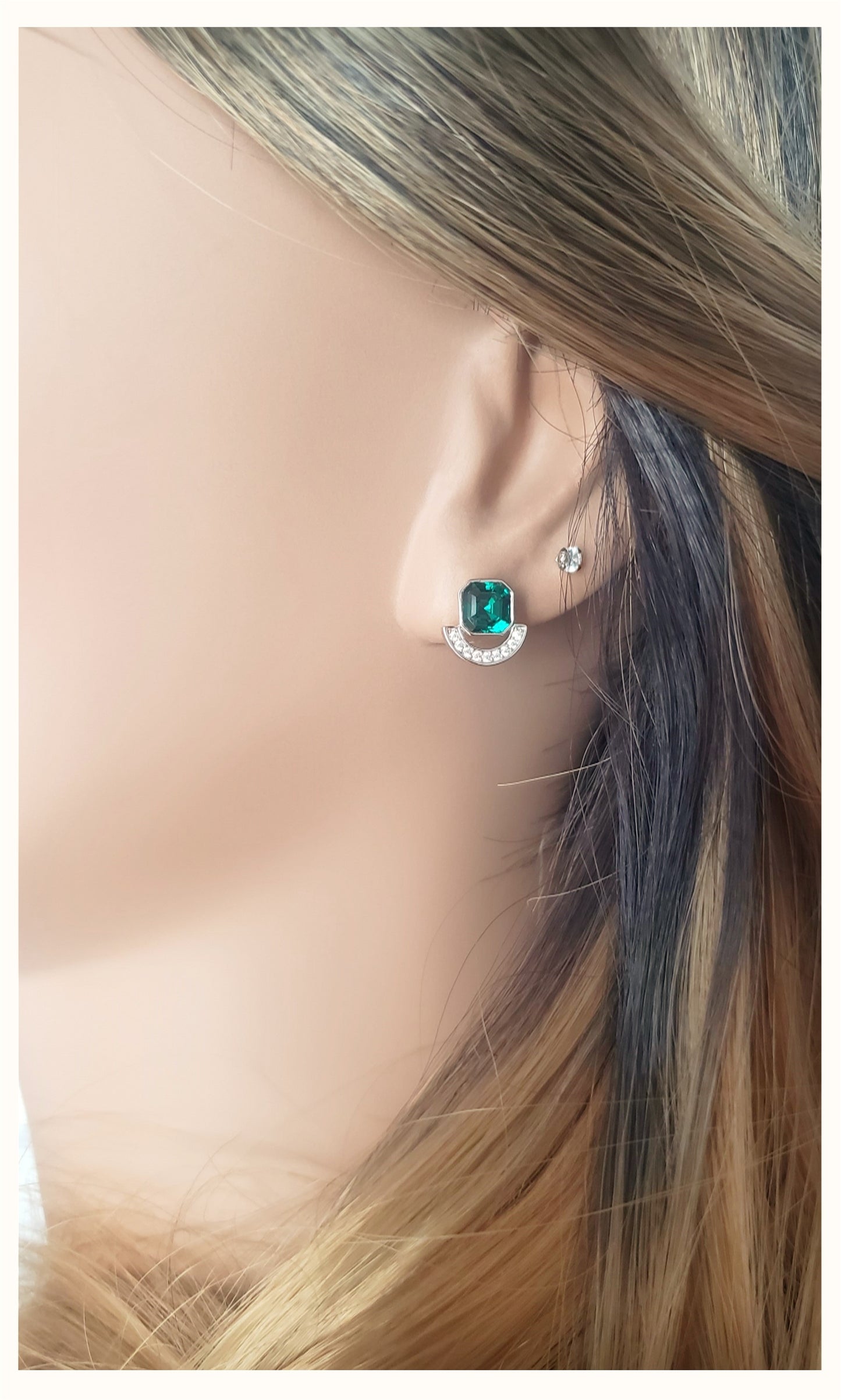 MELODY 3-Piece Jewelry Set, Emerald Green Crystal Bracelet, Earrings & Necklace