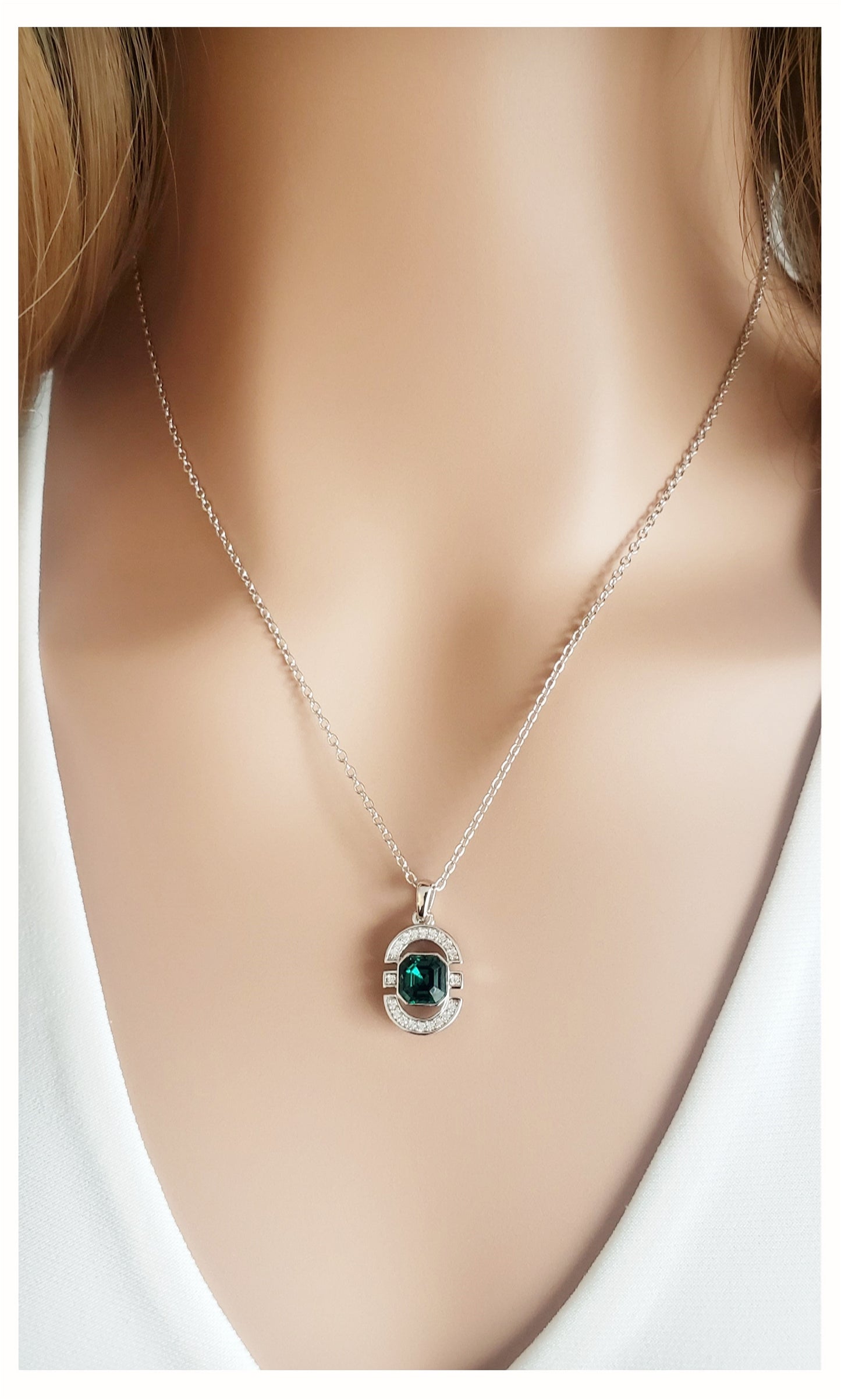 MELODY 3-Piece Jewelry Set, Emerald Green Crystal Bracelet, Earrings & Necklace