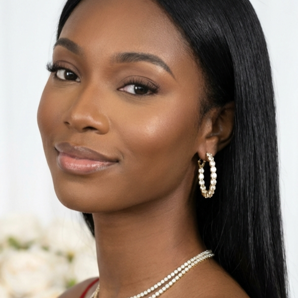 MAËVA 40MM White CZ Diamond Hoop Earrings 14K Gold Over Sterling Silver