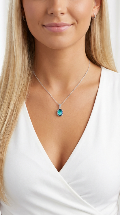 MOLLY Rainbow Topaz Pendant Necklace in Rhodium Over Sterling Silver