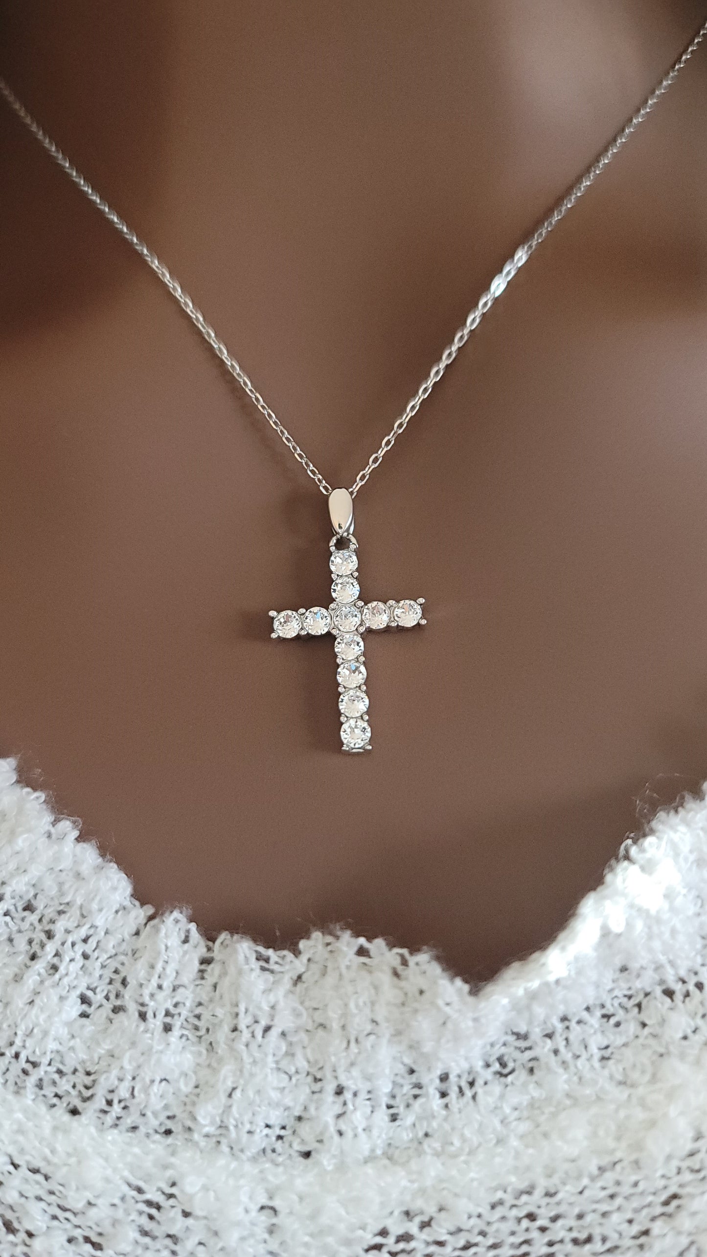 GRACE Cross Necklace Pendant in Sterling Silver