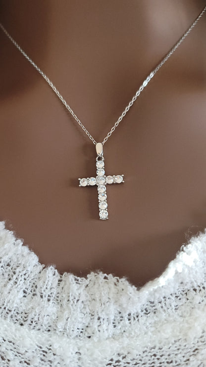 GRACE Cross Necklace Pendant in Sterling Silver
