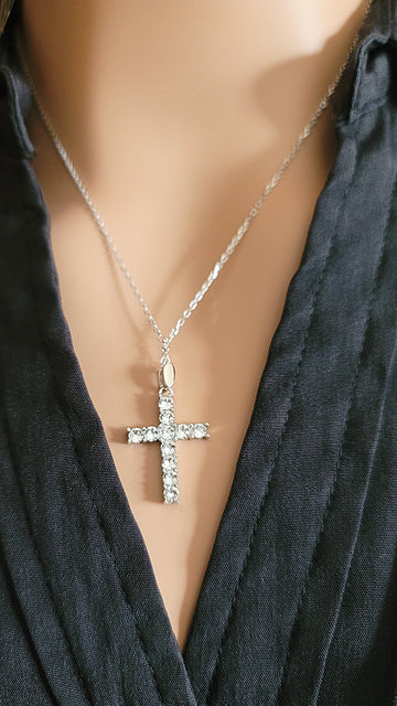 GRACE CZ Diamond Cross Pendant Necklace