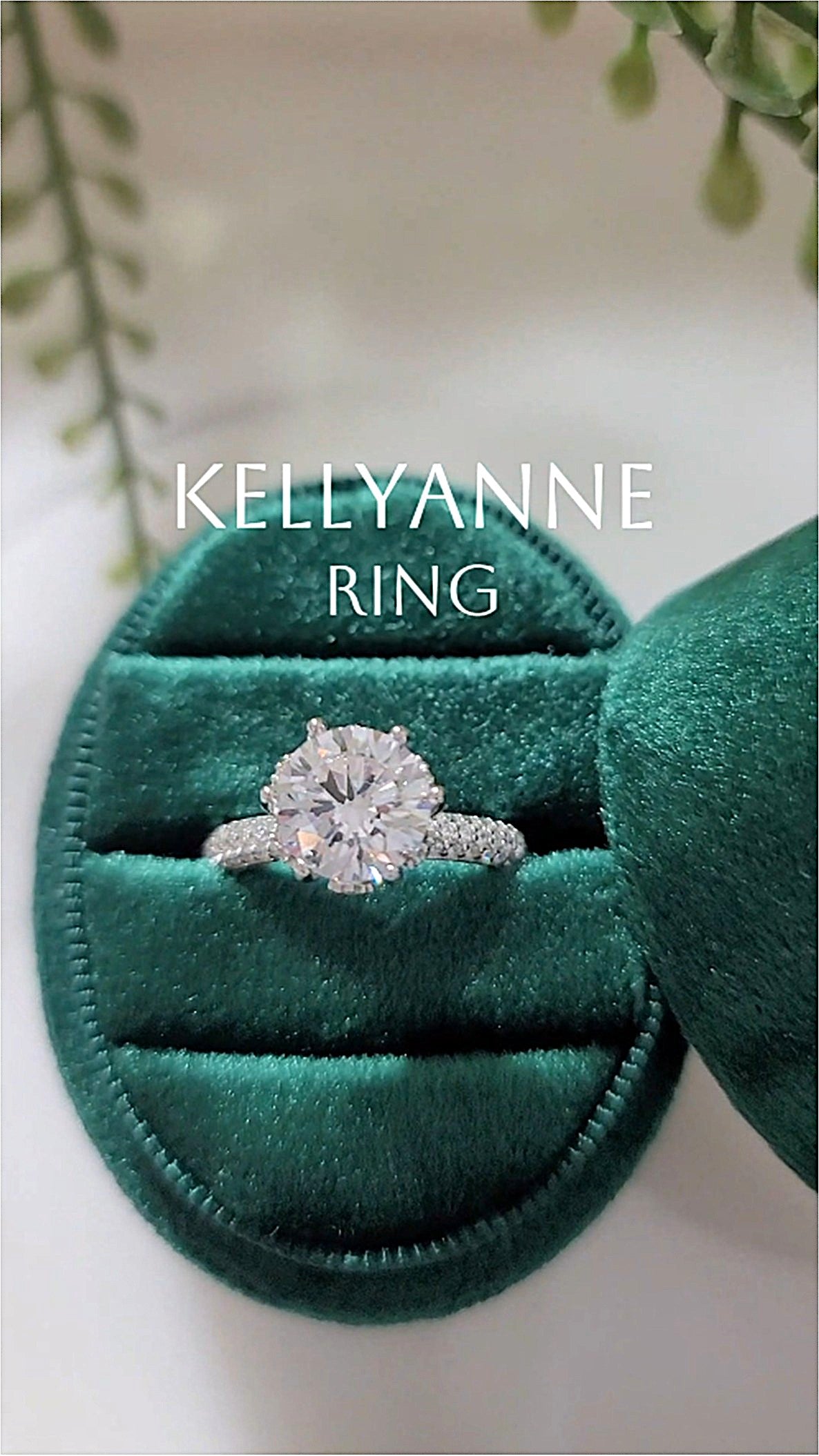 KELLYANNE Round White CZ Diamond Simulant Ring in Rhodium Over Sterling Silver