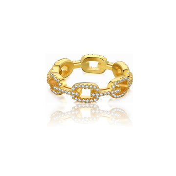 NAANA CZ Chain Link Ring in 18K GP