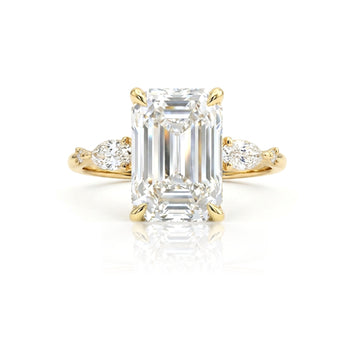 NAOMI 3-Stone Emerald Cut CZ Diamond Ring in 14K GP