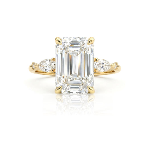 NAOMI Emerald Cut White CZ Diamond Ring 14K Gold Over Sterling Silver