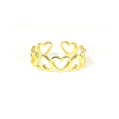 NELLIE Adjustable Open Heart Ring 18K Gold Plated