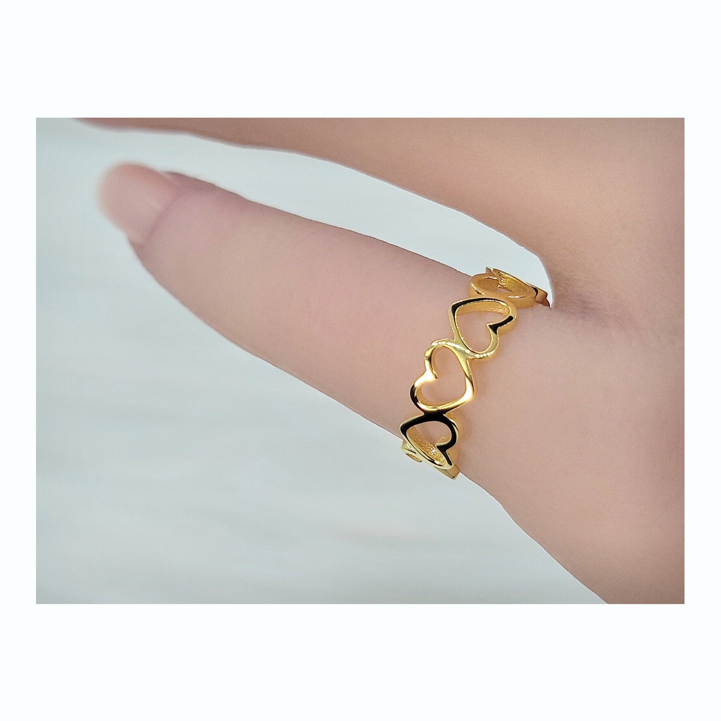 NELLIE Adjustable Open Heart Ring 18K Gold Plated