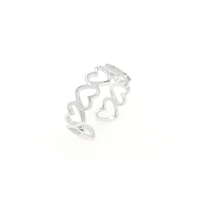 NELLIE Adjustable Open Heart Ring in Sterling Silver