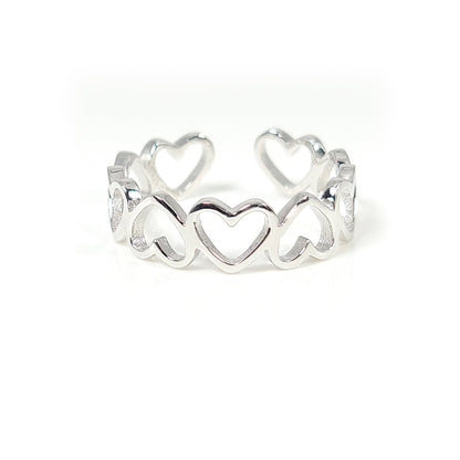 NELLIE Adjustable Open Heart Ring in Sterling Silver