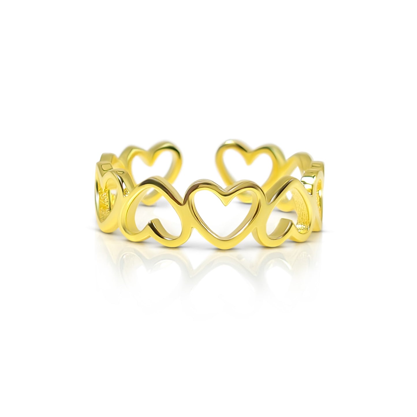 NELLIE Adjustable Open Heart Ring 18K Gold Plated