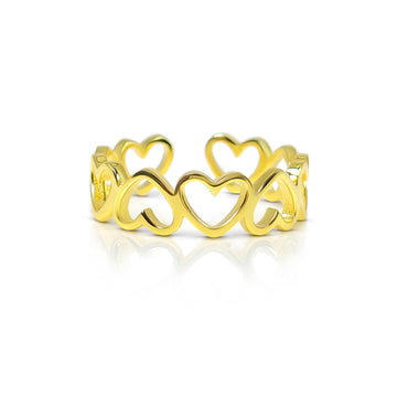 NELLIE Open Heart Ring Adjustable in 18K GP