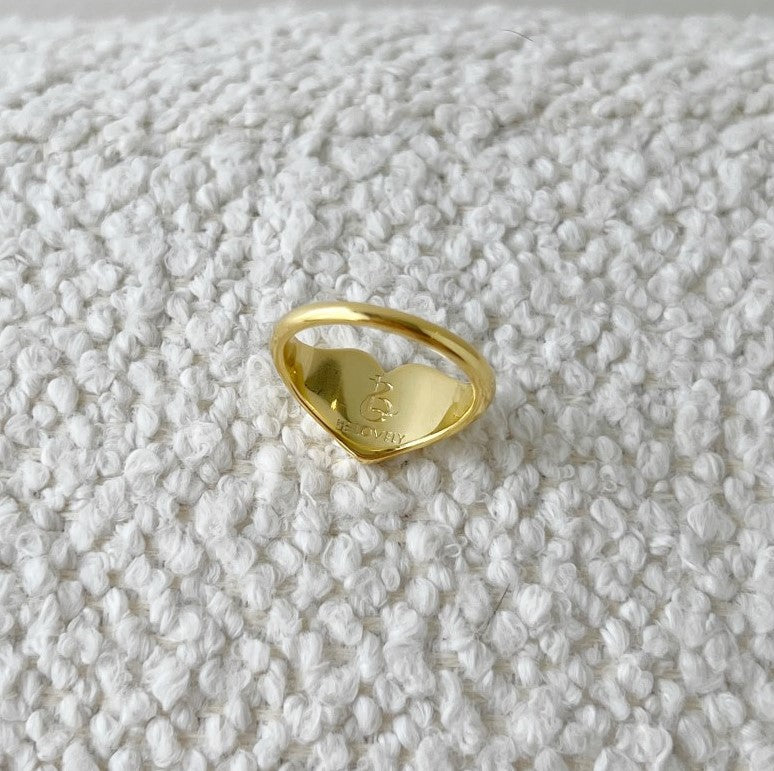 ASHLEY 12MM Heart Signet Ring 18K Gold Over Sterling Silver