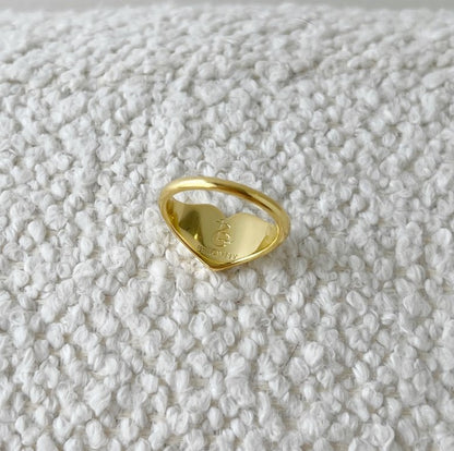 ASHLEY 12MM Heart Signet Ring 18K Gold Over Sterling Silver