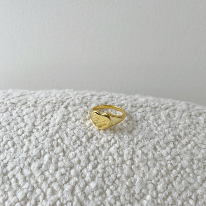 ASHLEY 12MM Heart Signet Ring 18K Gold Over Sterling Silver