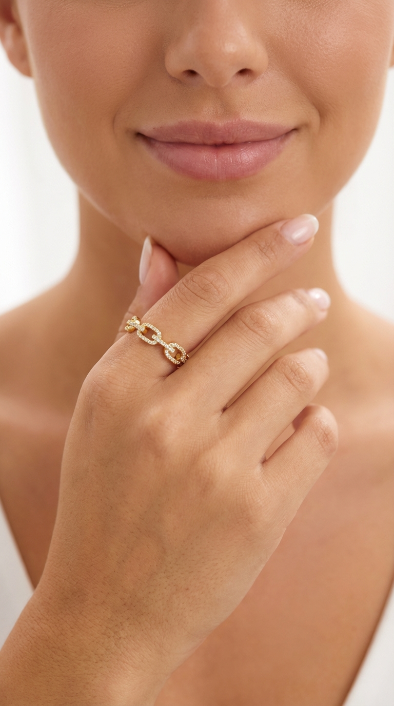 NAANA Chain Link Ring 18K Gold Over Sterling Silver