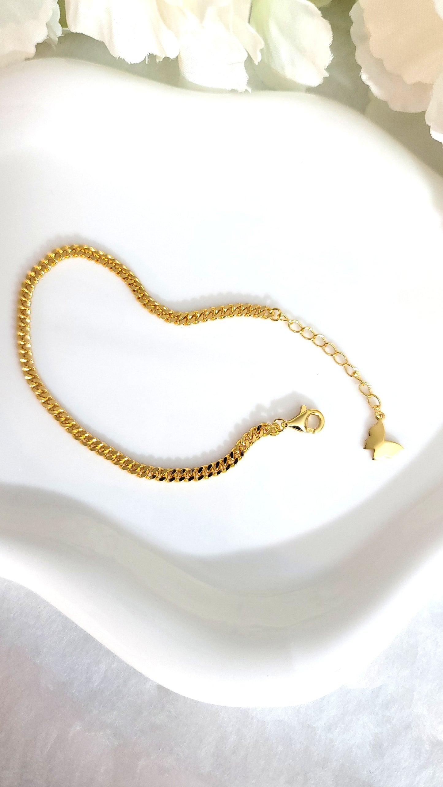 NADIA Dainty Curb Chain Bracelet 18K Gold Over Sterling Silver