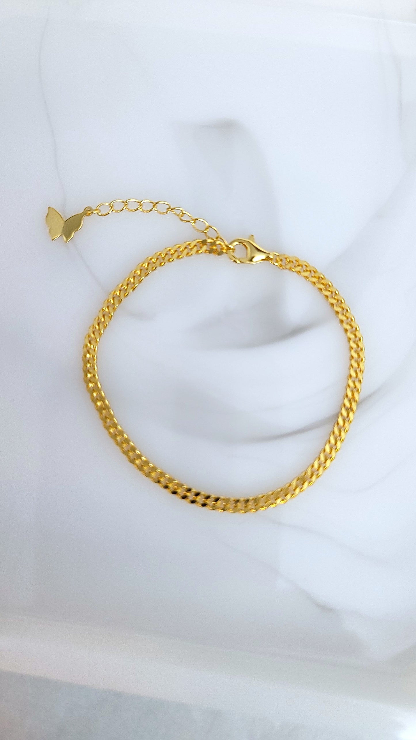 NADIA Dainty Curb Chain Bracelet 18K Gold Over Sterling Silver