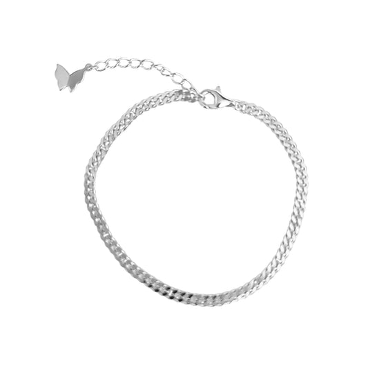 NADIA Dainty Curb Chain Bracelet in Rhodium Over Sterling Silver
