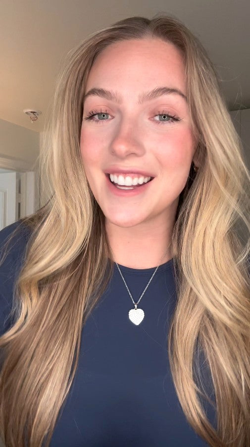 ANGELIQUE "I Love You Deeply" Pave White CZ Diamond Simulant Double Heart Pendant Necklace