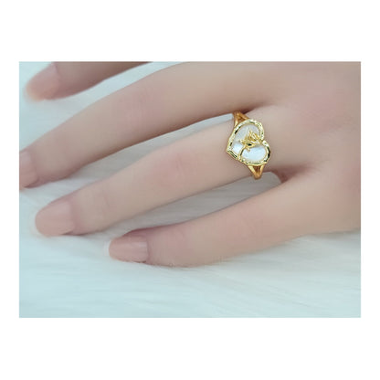 ROSE Mother-Of-Pearl Heart Ring 18K Gold Plated