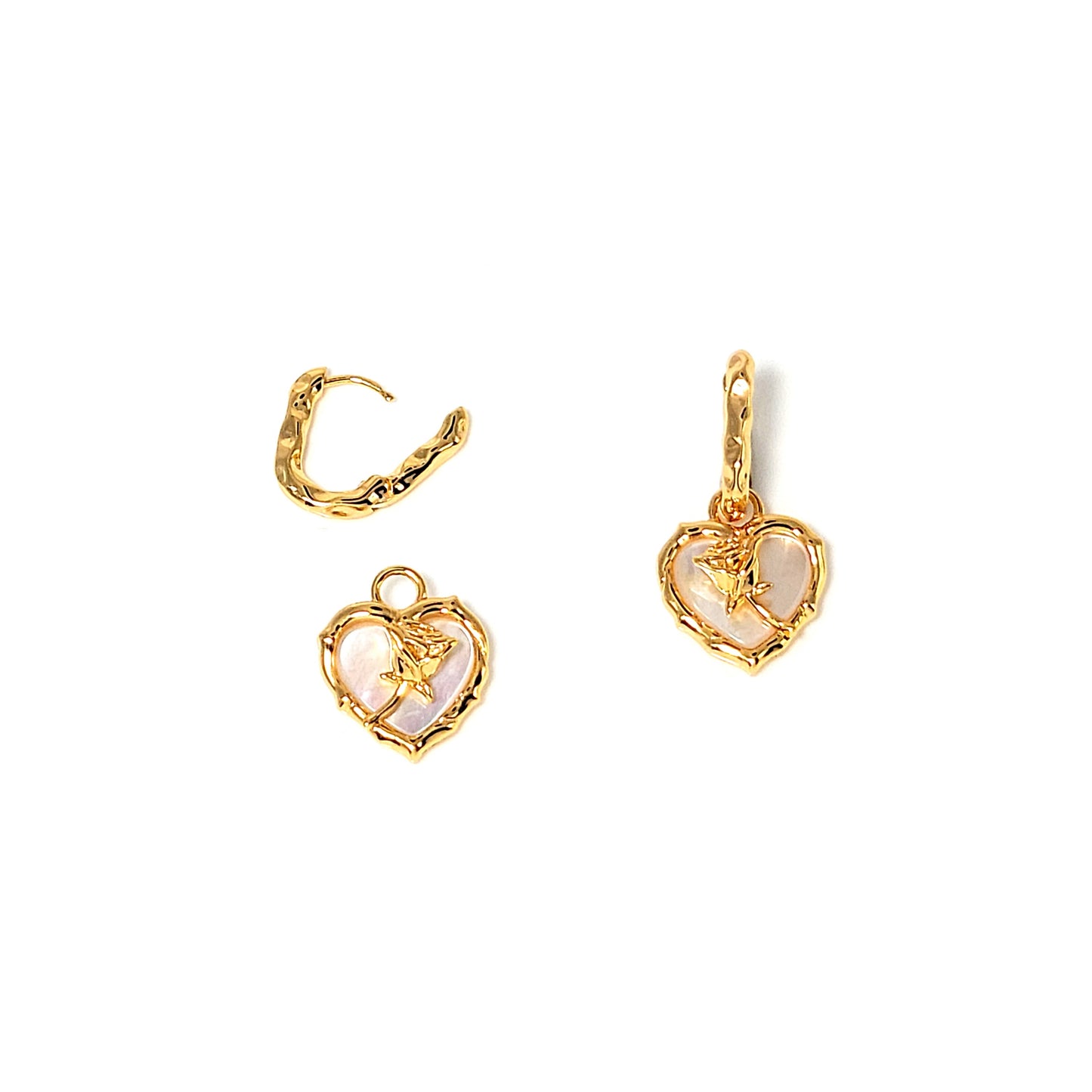 ROSE Mother-Of-Pearl Heart Earrings 18K Gold Plated