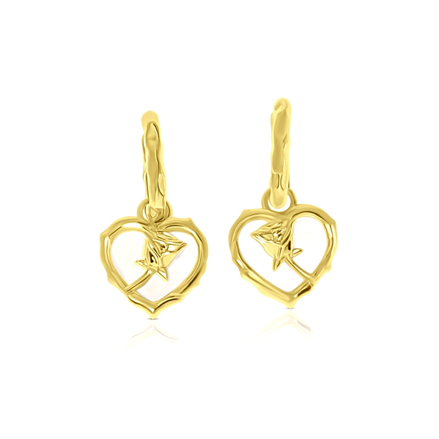 ROSE Mother-Of-Pearl Heart Earrings 18K Gold Plated