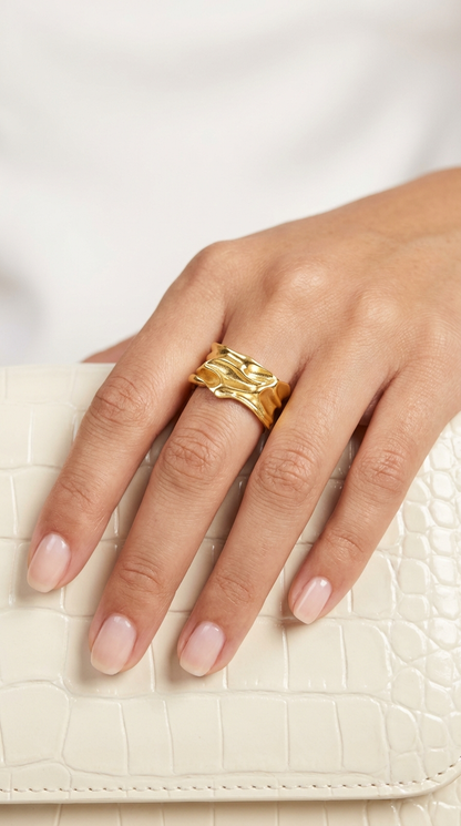 ROSA Adjustable Wide Wrap Band 18K Gold Over Sterling Silver