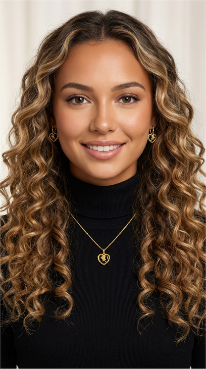 ROSE Black Onyx Heart Pendant Necklace 18K Gold Over Sterling Silver