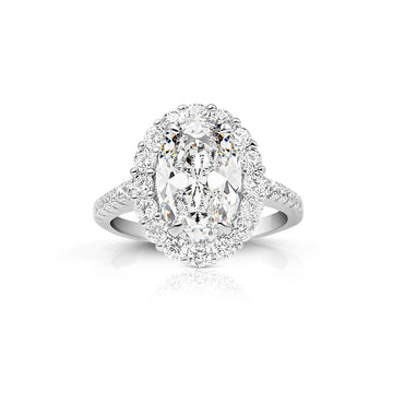 SARA Oval Cut CZ Diamond Halo Engagement Ring